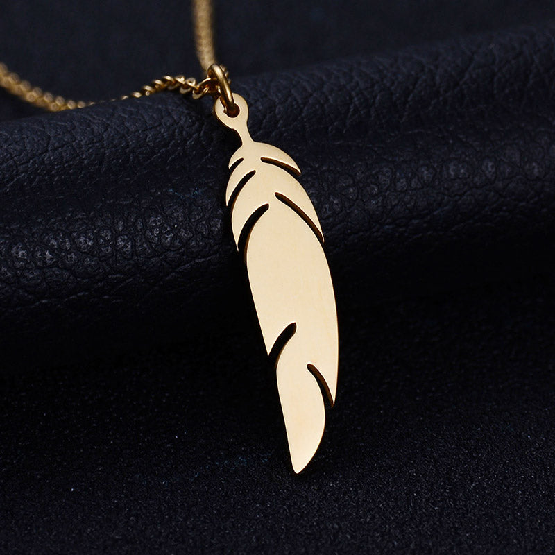 18K Feather Women's Delicate Collarbone Necklace