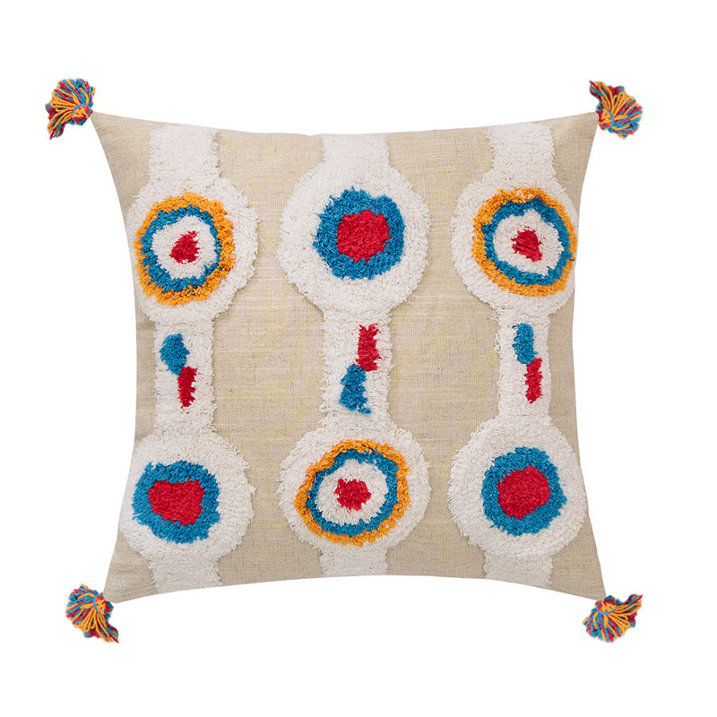 Custom Indian Handcrafted Geometric Tassel Pillow Cover