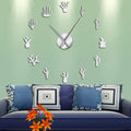 GZ307 Acrylic Mirror Wall Clock - Large Cactus Design
