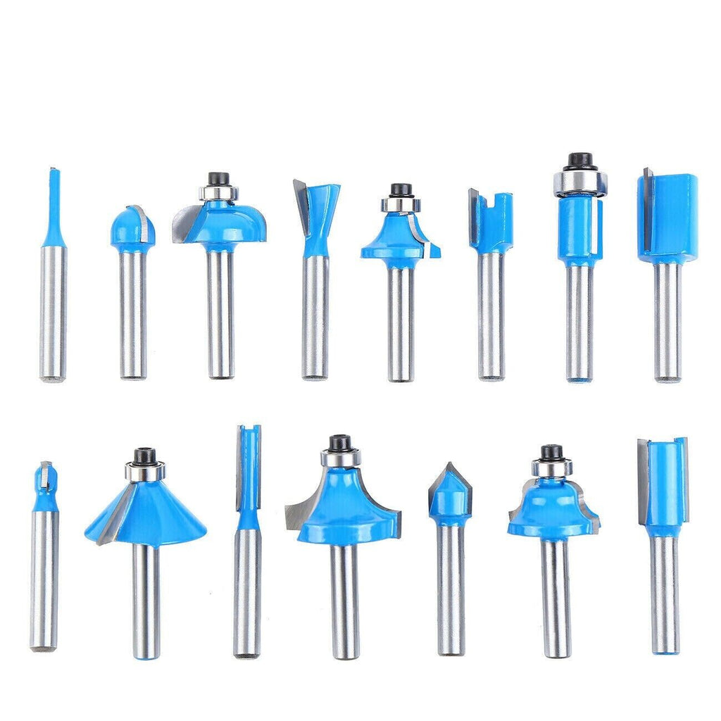 15Pcs Carbon Milling Cutter Router Bit Set Tungsten Carbide Router 1/4" Shank US