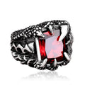 Vintage Dragon Claw Ring with Ruby - Stainless Steel