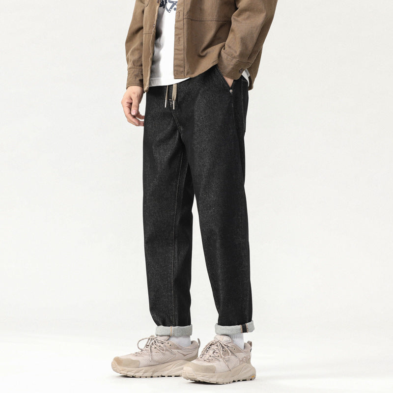 Men's Stretchy Loose Fit Denim Pants with Label