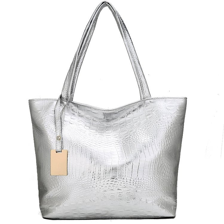 Large Capacity PU Tote Bag with Crocodile Pattern