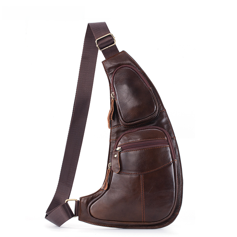 YI ANG Men's Genuine Leather Crossbody Chest Bag