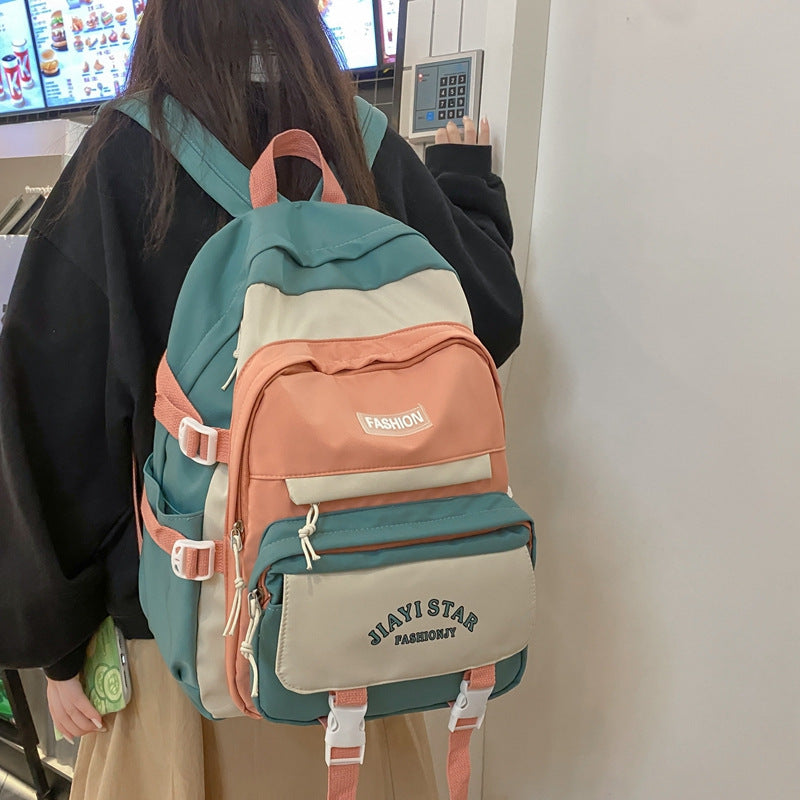 Macaron Color Double Shoulder Backpack for Students