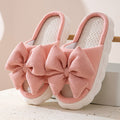 Solid Color Bow Knot Thick Sole Open Toe Slippers