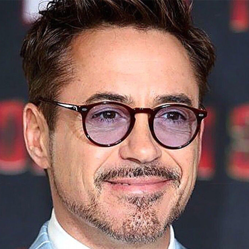 Retro Round Frame Metal Hinge Sunglasses for Men