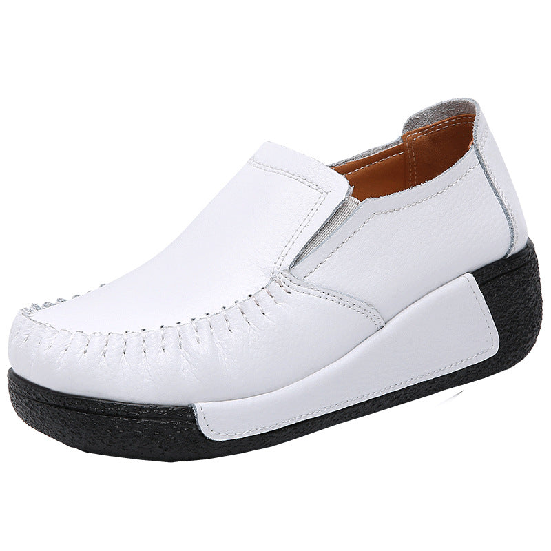 Comfortable Black Genuine Leather Women's Slip-On Loafers