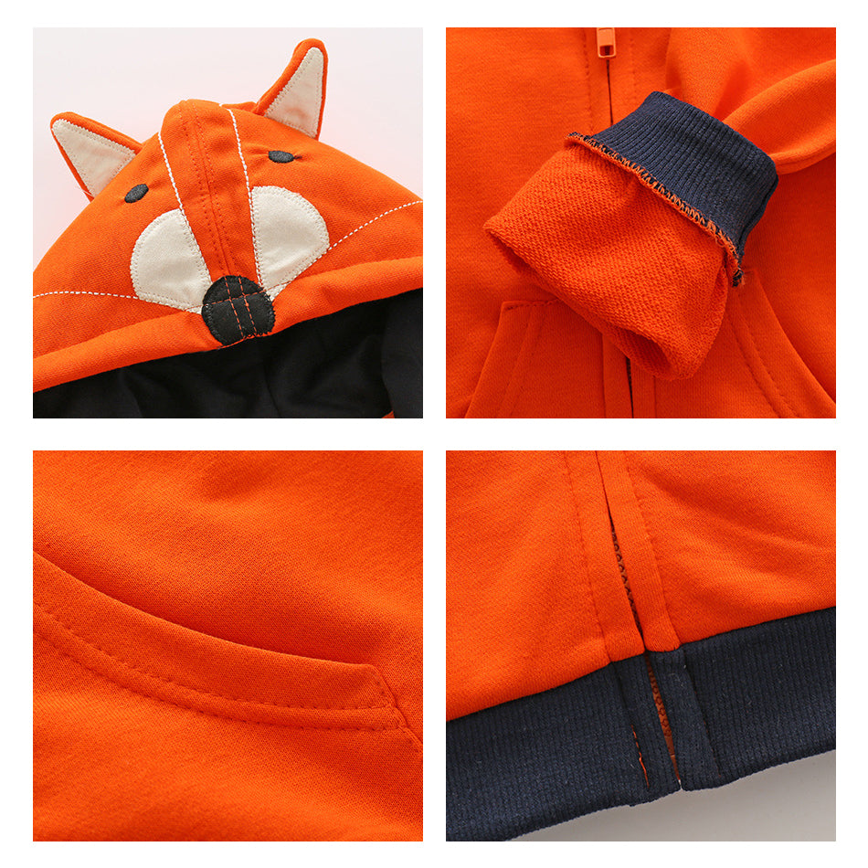 Kids Cartoon Tiger Fox Ear Hooded Jacket for Boys