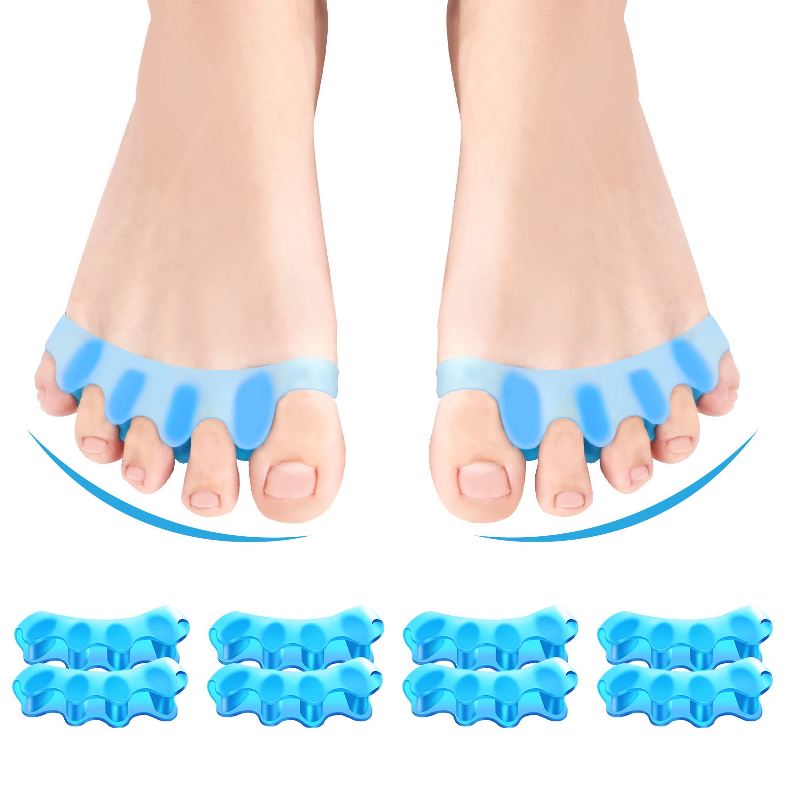 8 PCS Professional Toe Separators. Juzure Silicone Toe Spacers to Correct Bunions and Restore Toes to Their Original Shape for Women Men. Toe Correctors/Toe Straightener/Toe Stretcher/Toe Spacers