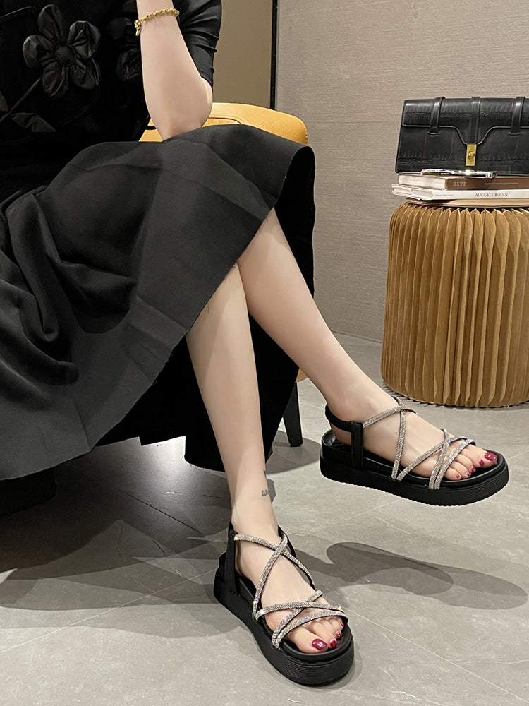 2024 Women's Summer Platform Sandals with Rhinestones