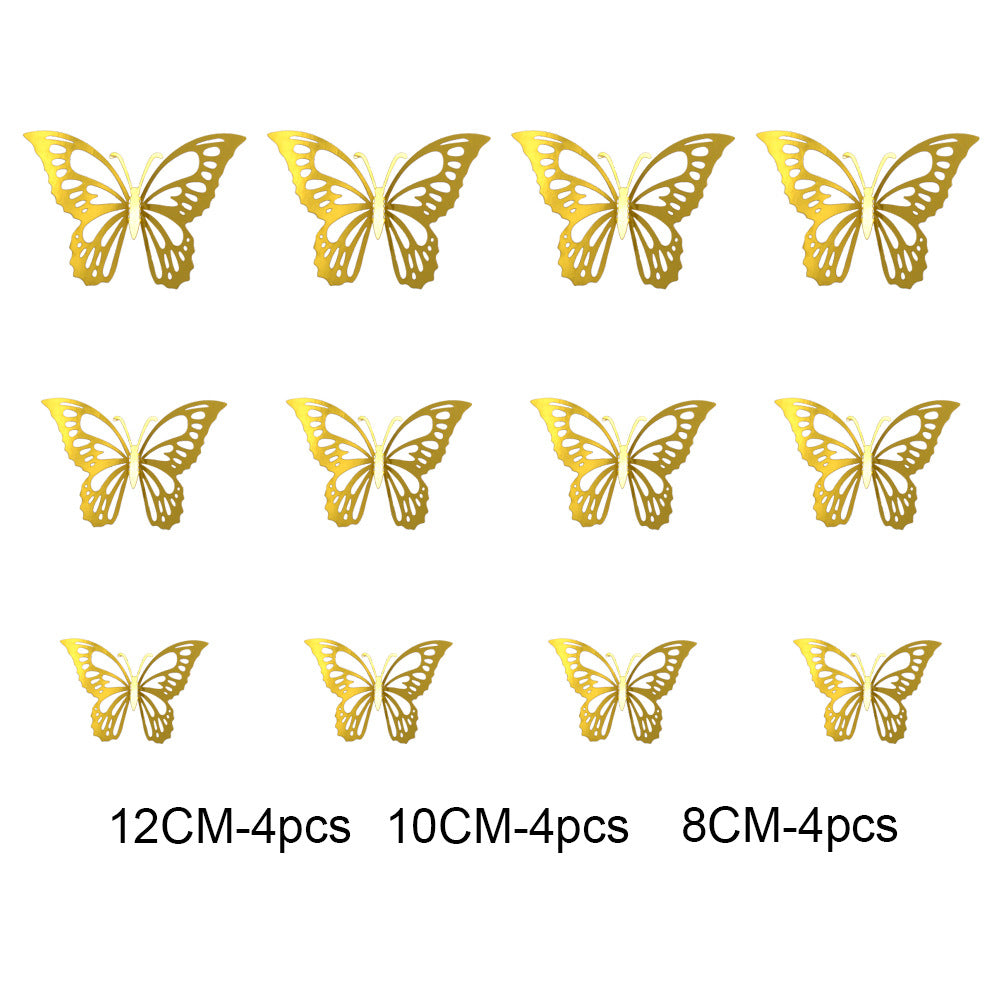 12pcs 3D Hollow Butterfly Wall Stickers for Decor