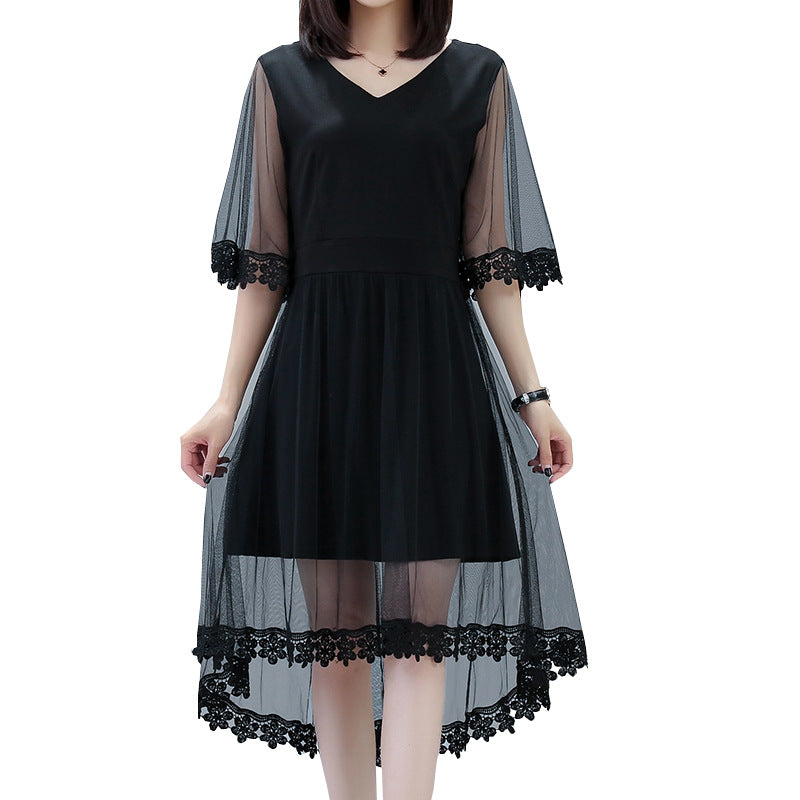 Plus Size Lace Sleeve Dress for Summer 2019