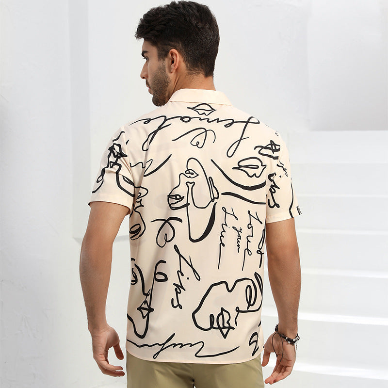 Men's Comfortable Short Sleeve Digital Print Shirt