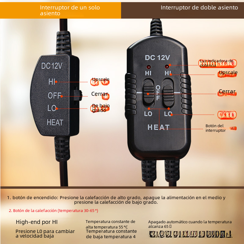 "12V/24V Heated Wool Car Seat Cushion with Plug"