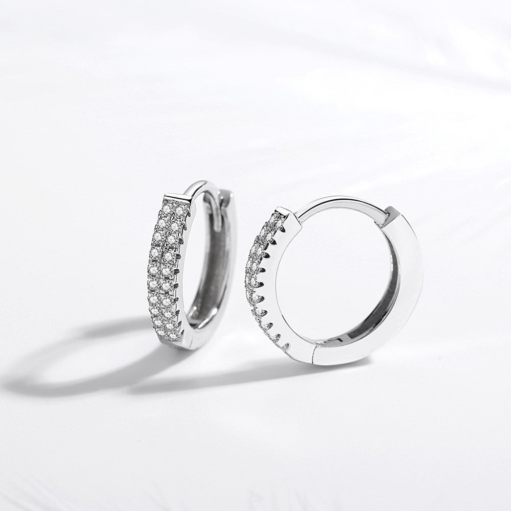 S925 Silver Double Row Cubic Zirconia Earrings
