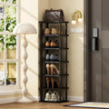Vertical Shoe Rack - Tall Narrow Shoe Rack Organizer for Small Spaces7 Tier Bamboo Shoen Shelf for EntrywayClosetCornerDoorwaySkinny Shoe Shelf Space Saving Shoe StorageFree Stackable DIY