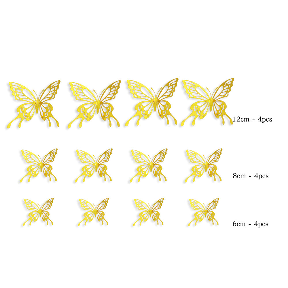 12pcs 3D Hollow Butterfly Wall Stickers for Decor
