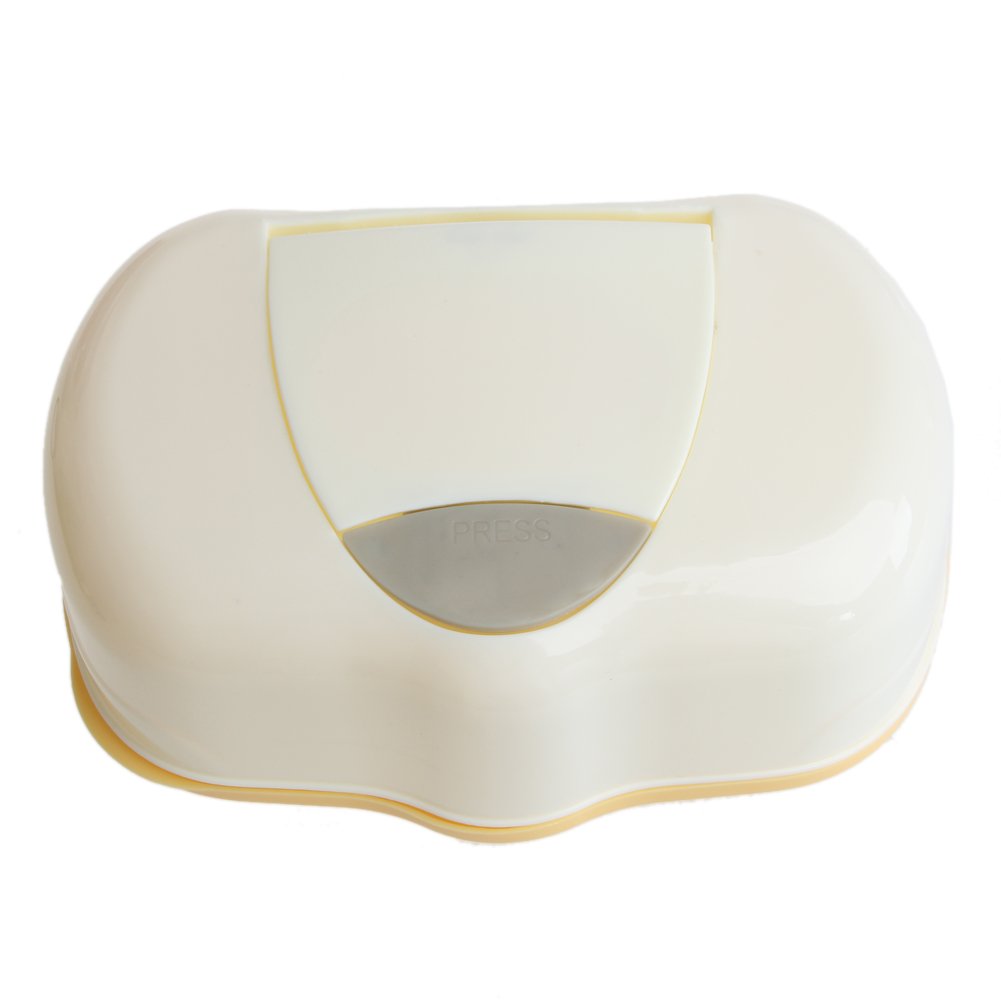 ZHIZHOU Storage Box 1 Piece Plastic Wet Wipes Storage Case Box Refillable Container 80 Sheets Yellow