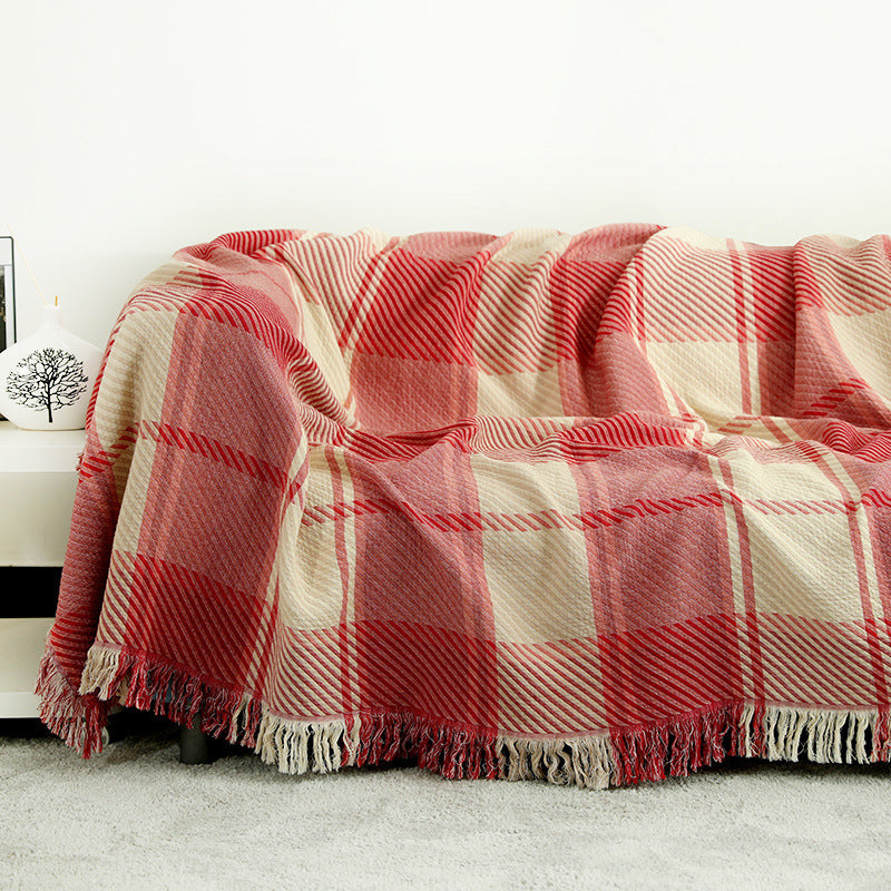 European Cotton Tassel Sofa Cover - Double-Sided Blanket