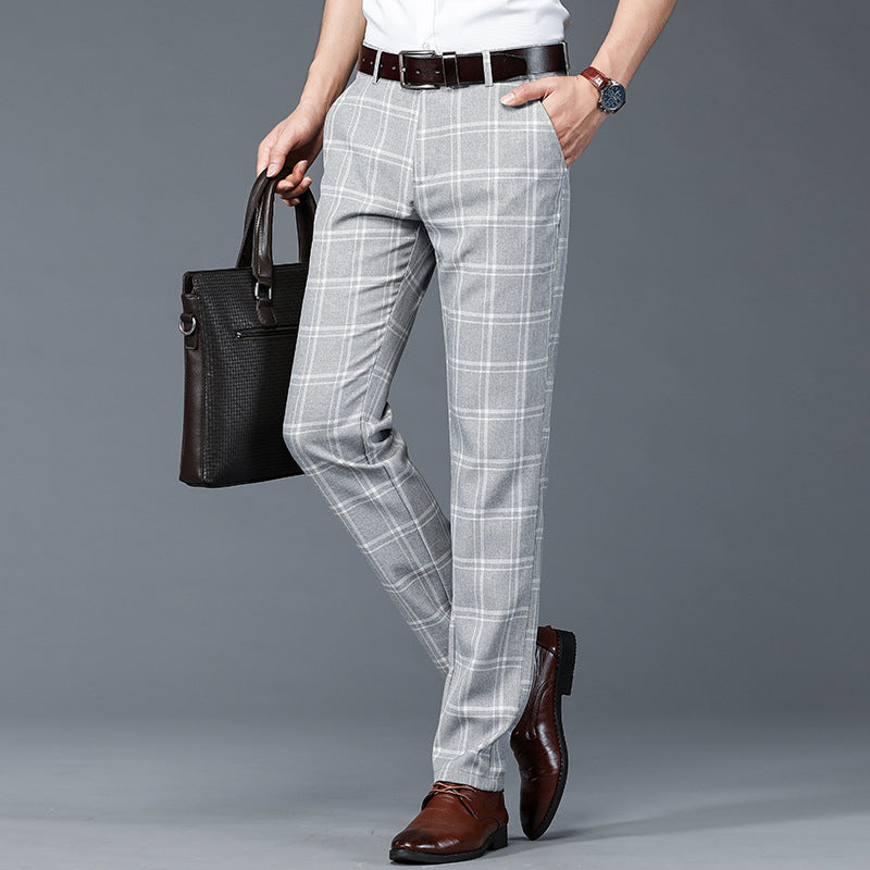 Men's Summer Loose-Fit Plaid Casual Trousers