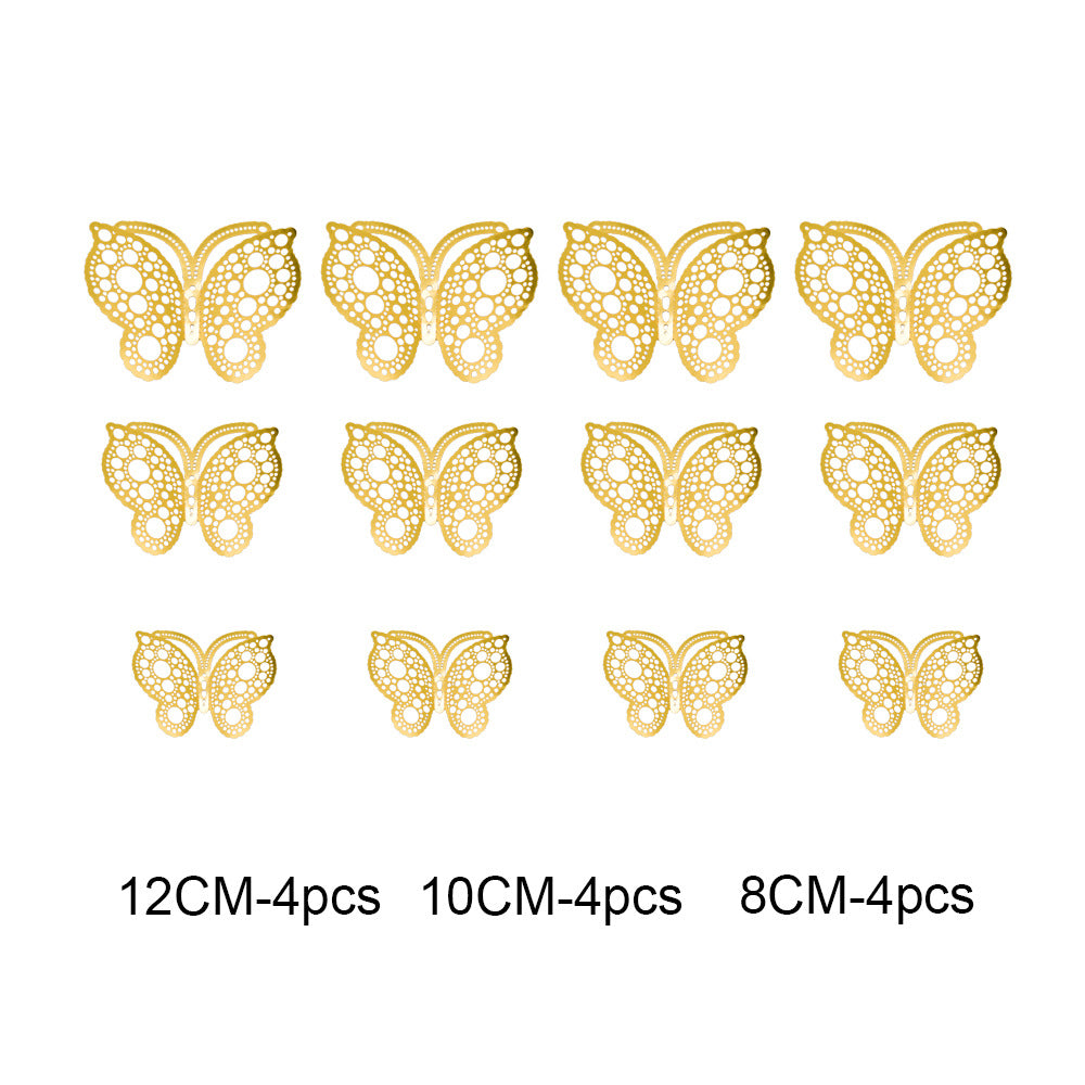 12pcs 3D Hollow Butterfly Wall Stickers for Decor