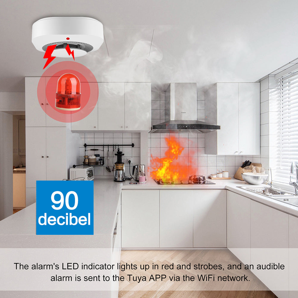 Smart Wifi Fire Smoke Alarm with Remote Notification