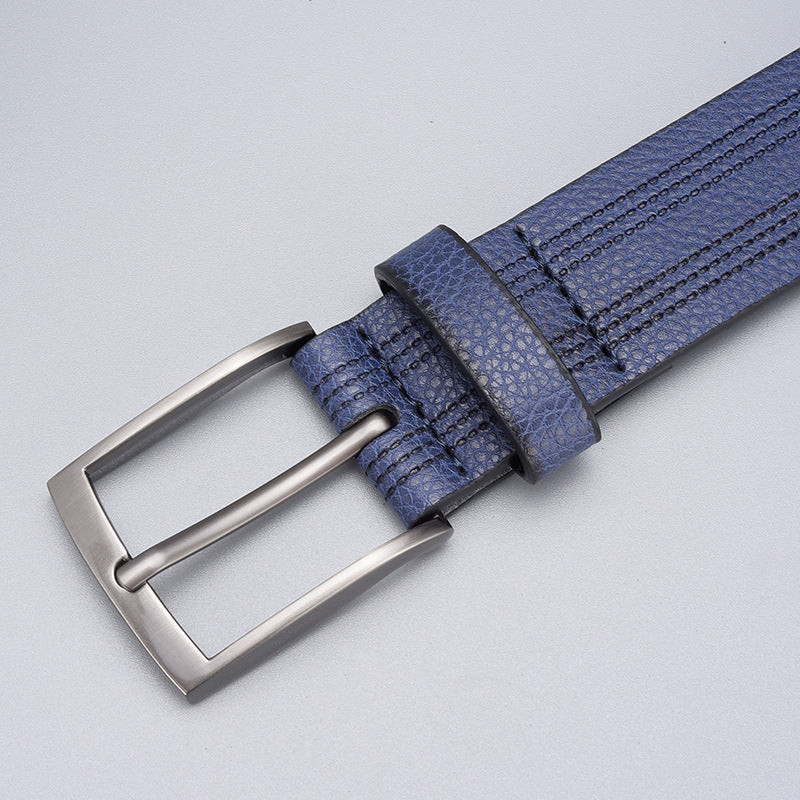 Men's Zinc Alloy Buckle Leather Belt - Versatile Casual Wear