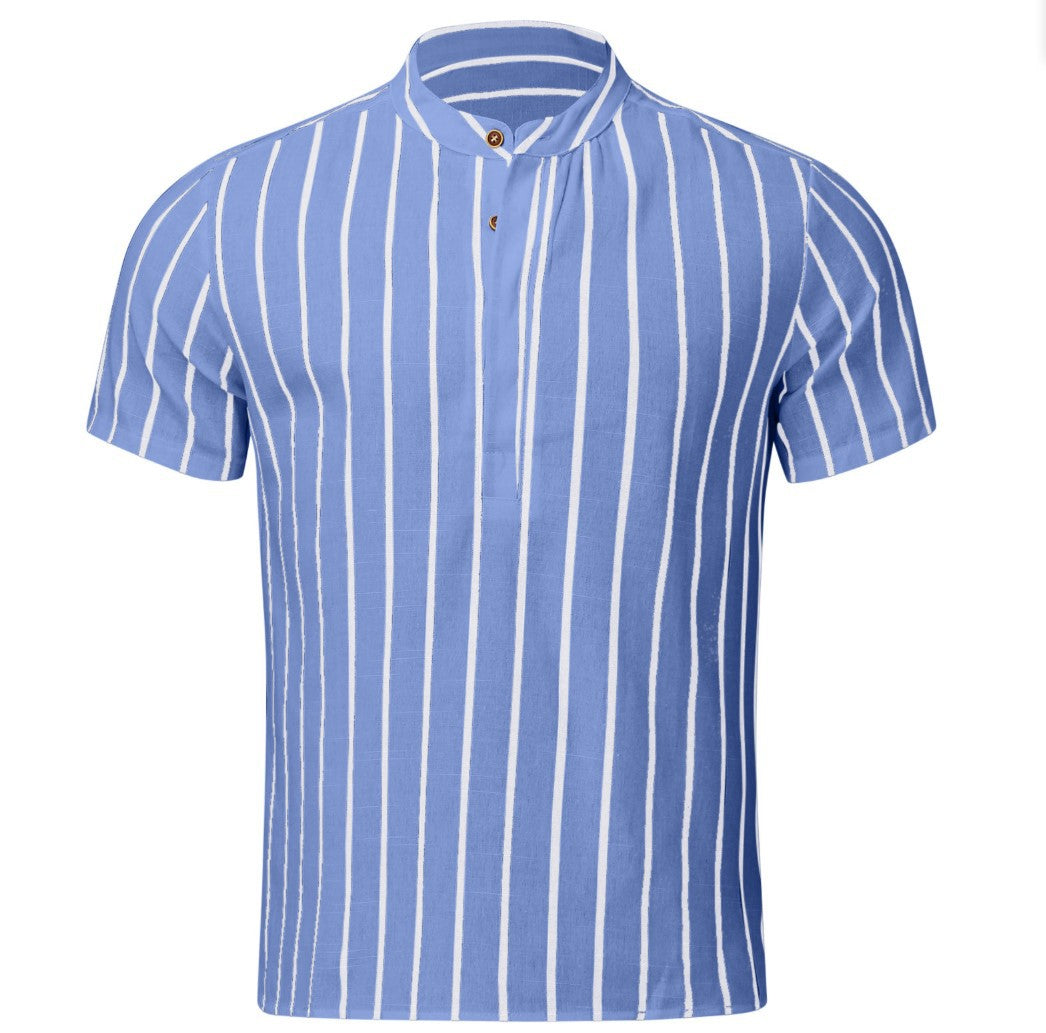 2023 Men's Casual Striped Short Sleeve Shirt