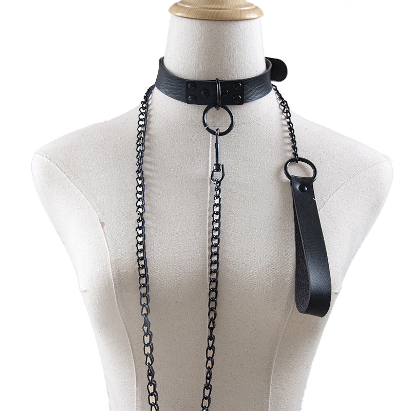 Gothic Punk Style Collar and Leash Set for Women