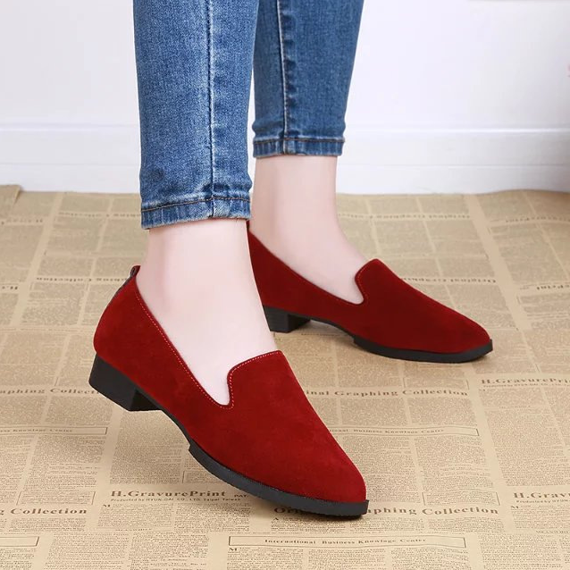 Suede Round Toe Slip-On Flat Casual Shoes