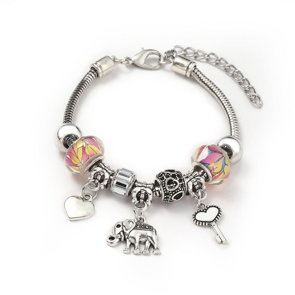 Fashionable DIY Bracelet with Alloy Beads and Glass Styles