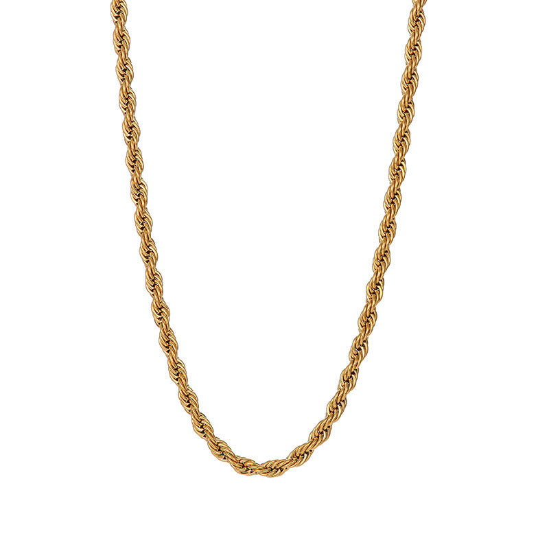 18K Gold Thick Twisted Necklace for Women