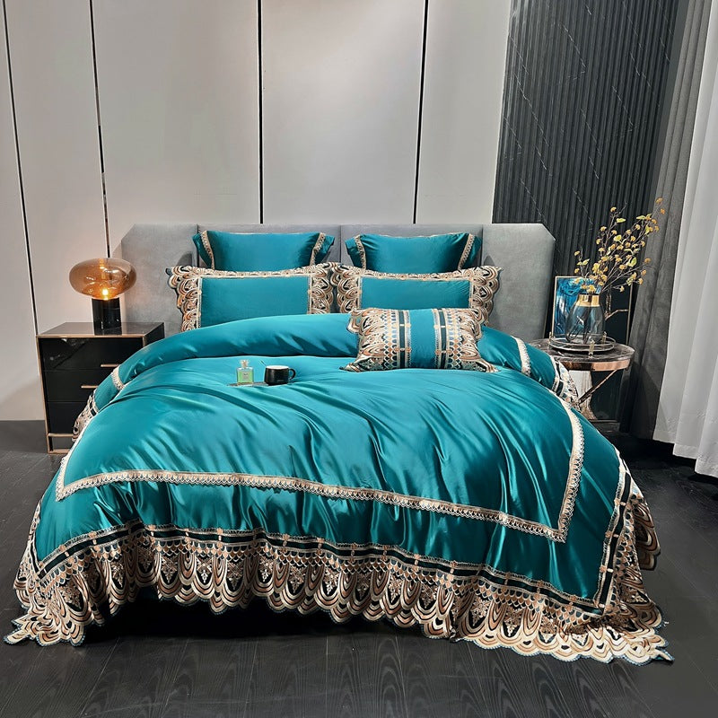 Luxury Belle Series Silk Cotton Bedding Set (4 Pieces)