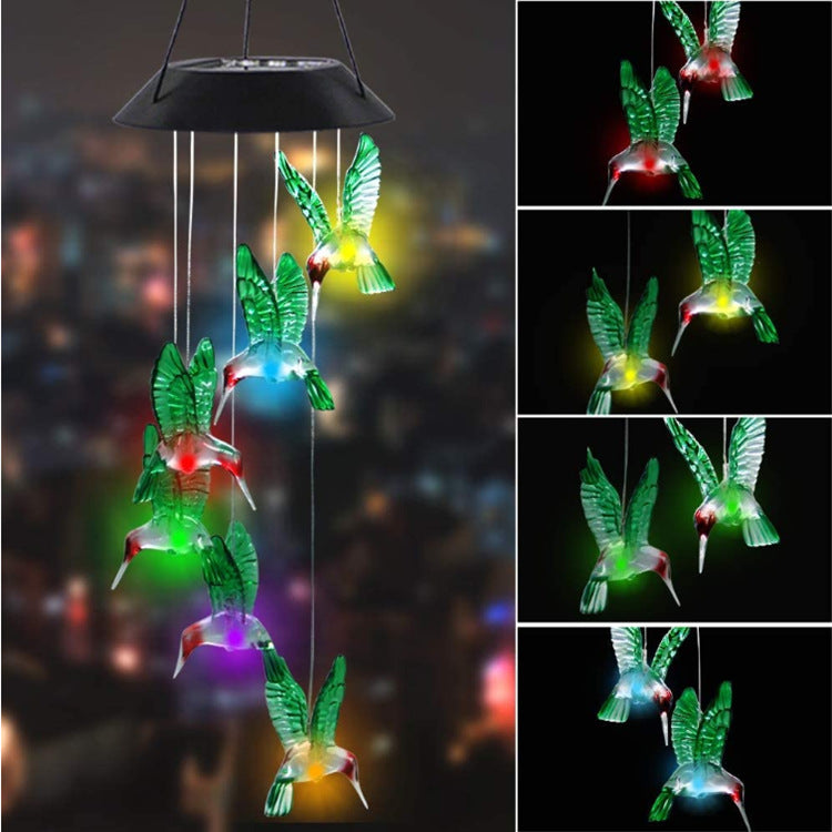 Outdoor Solar LED Wind Chime Light - Hummingbird Design
