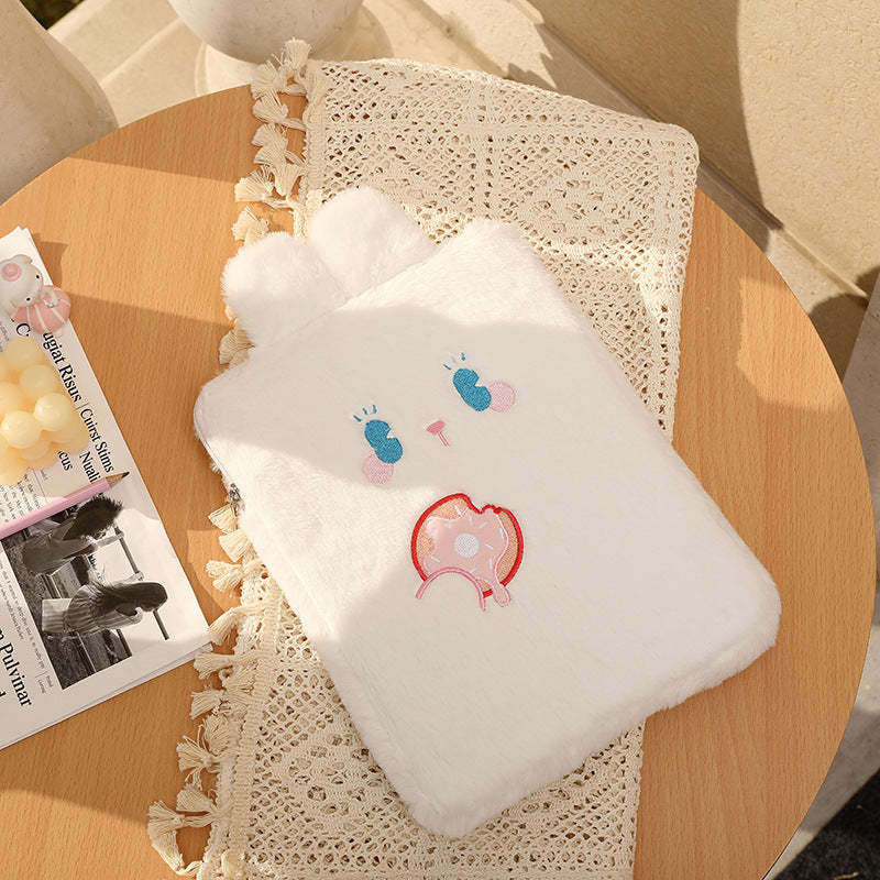 Kawaii 11-Inch Bear iPad Pouch with Plush Bunny Design