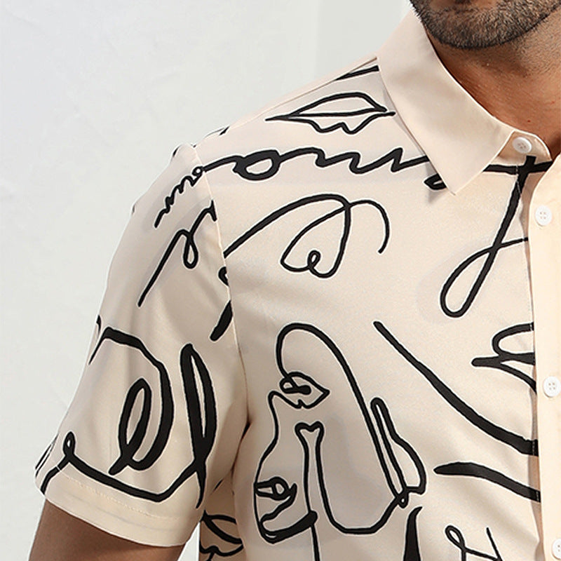 Men's Comfortable Short Sleeve Digital Print Shirt
