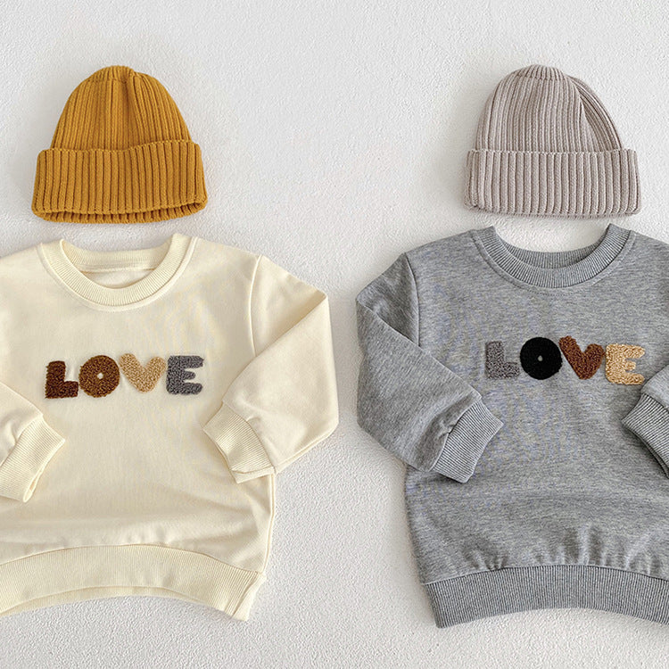 Korean Style Cotton Round Neck Sweatshirt for Kids
