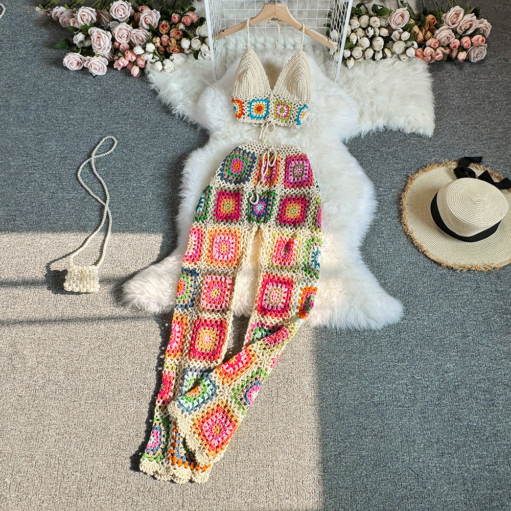 2023 Women's Summer Knitted Set with Wide-leg Pants