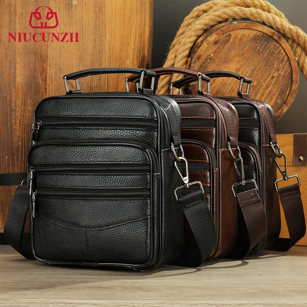 Genuine Leather Men's Shoulder Bag for Business Use
