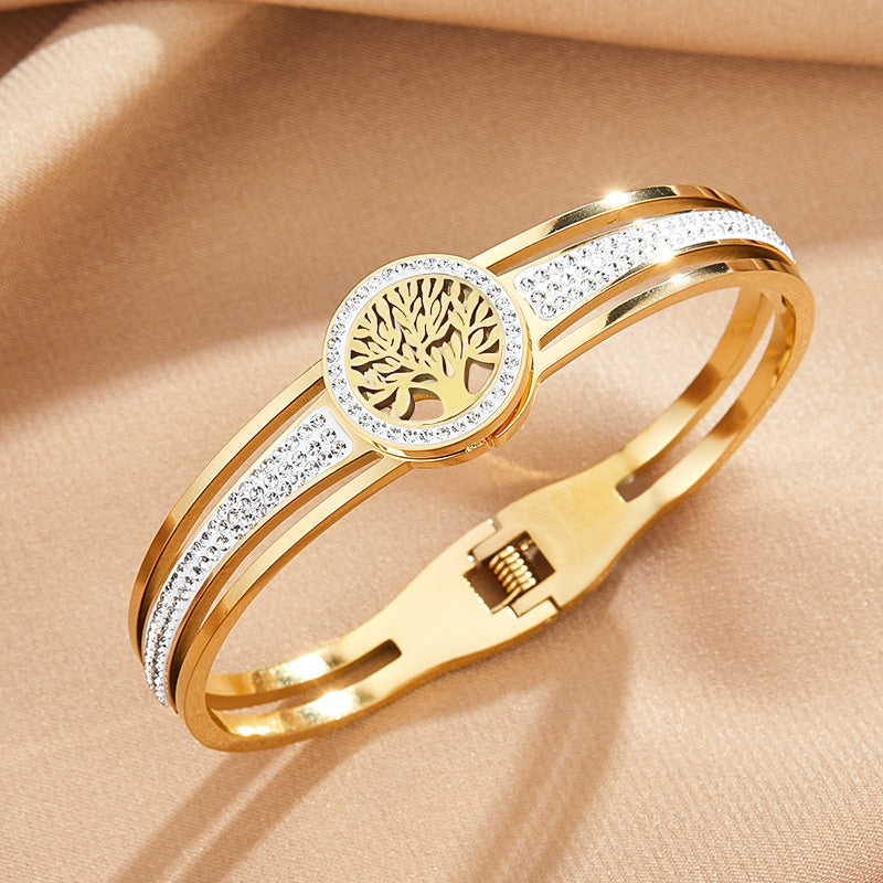 Titanium Steel Vacuum Plated Tree of Life Bracelet