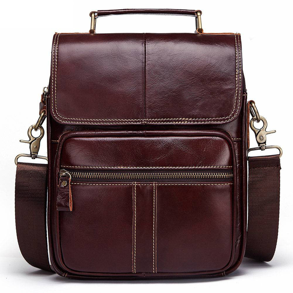 Men's Leather Business Shoulder Bag - Crossbody Backpack