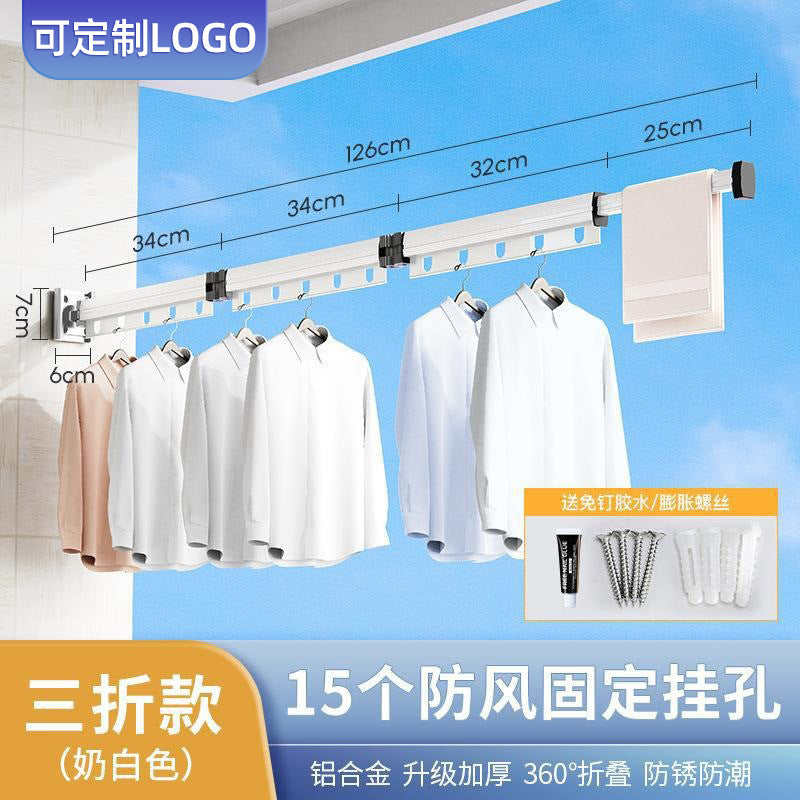 Wall-Mounted Foldable Clothes Drying Rack with Suction Cups