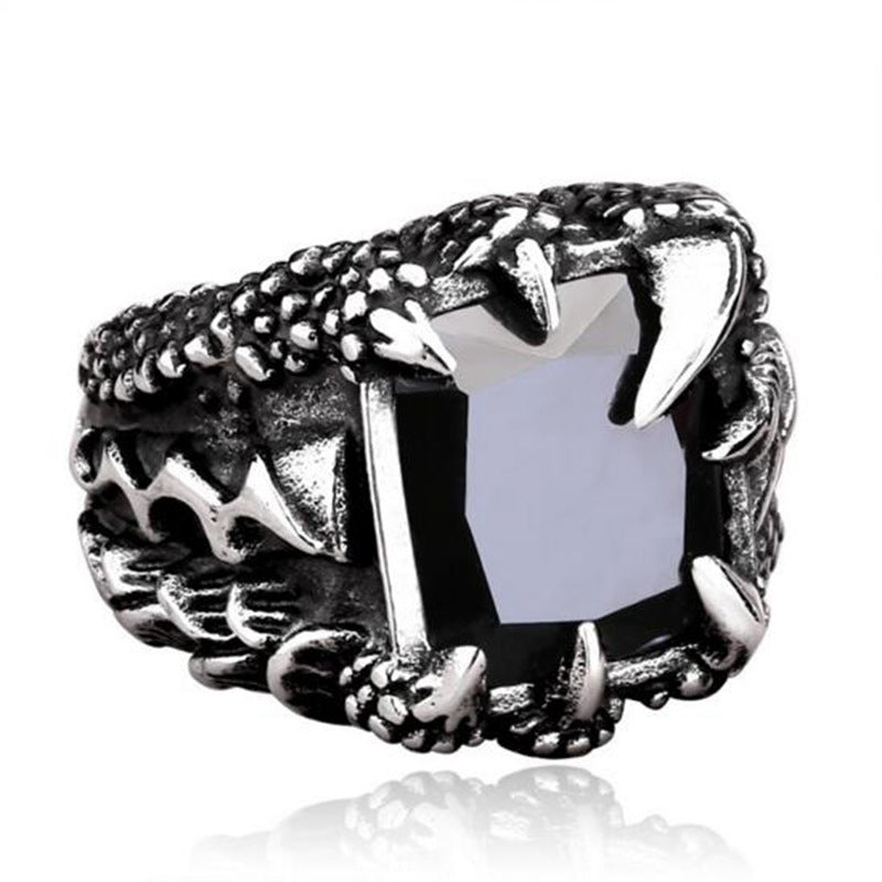 Vintage Dragon Claw Ring with Ruby - Stainless Steel