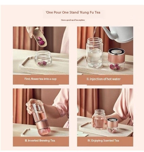 Double Layer Insulated Glass Tea Cup - Portable Gift