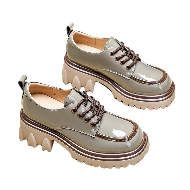 "Trendy Color Block Chunky Heeled Loafers for Women"