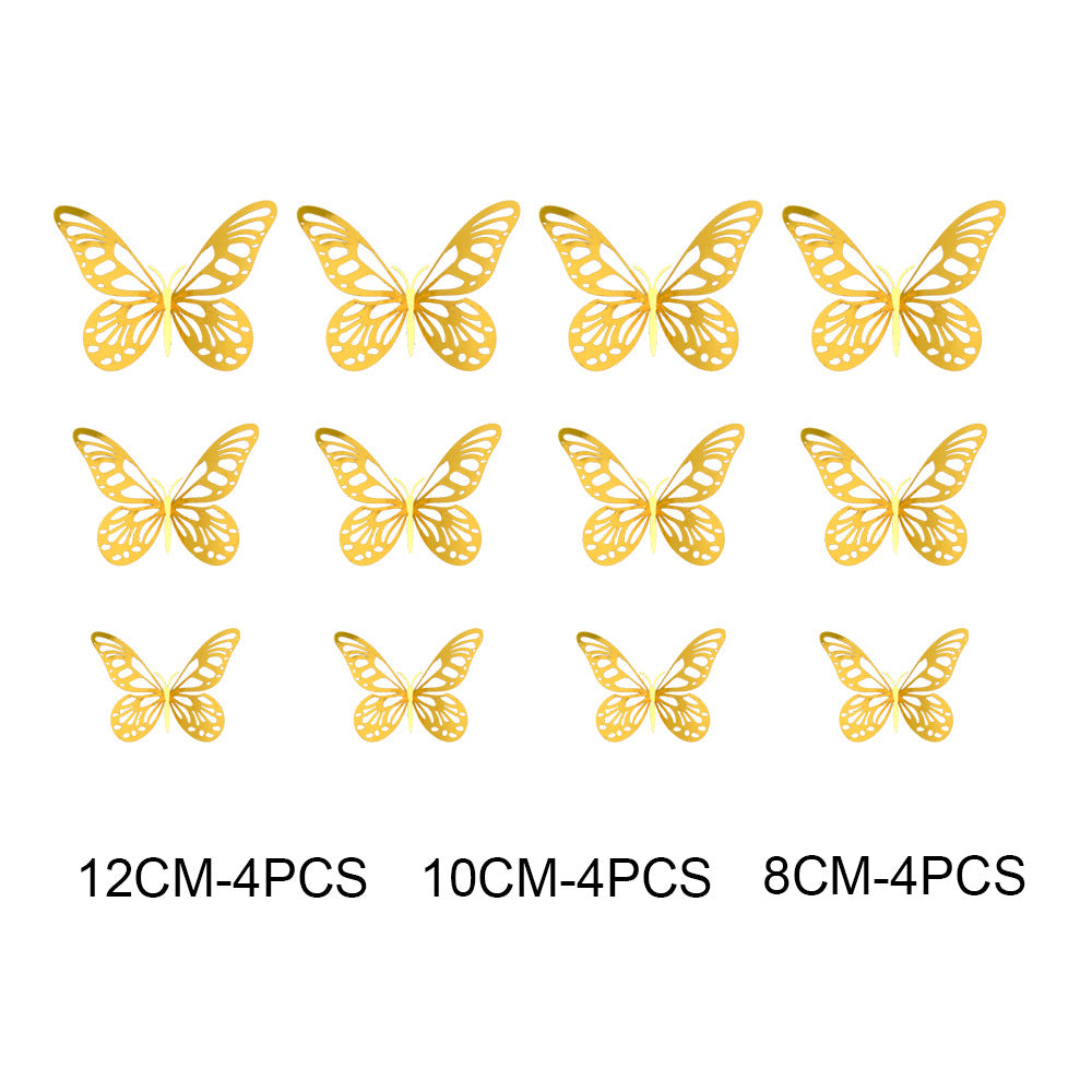 12pcs 3D Hollow Butterfly Wall Stickers for Decor