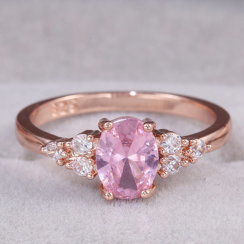 Pink Zircon Princess Ring with Copper Accent