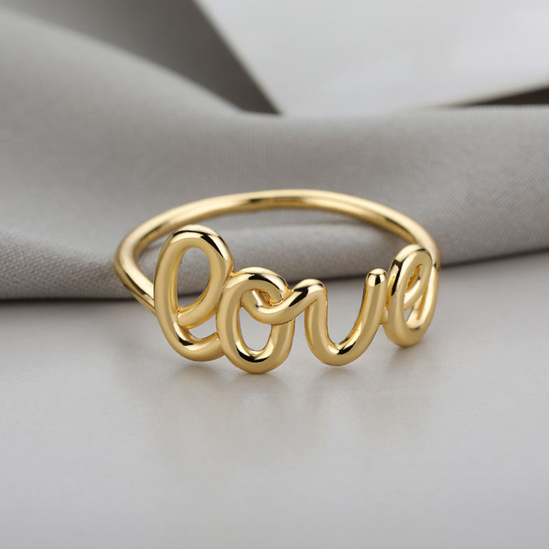Korean Style LOVE Ring for Couples with Letters