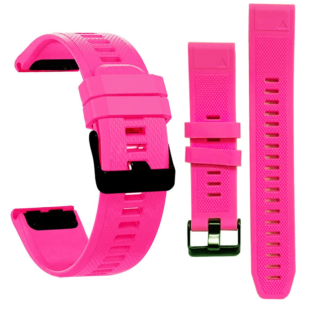 Threeeggs Compatible for Fenix 6S Sapphire Bands 20mm Soft Silicone Band for Garmin Fenix 7S 6S 5S / Fenix 5S Plus / 6S Pro Solar/Instinct 2S / D2 Delta S/Descent Mk2S (Pink)